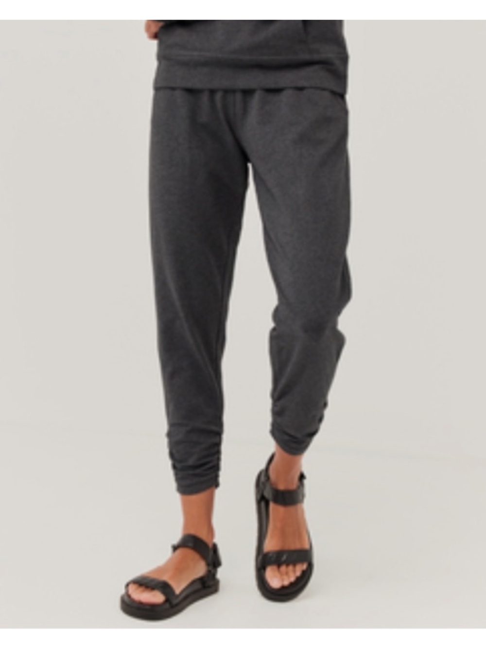 Pact The Studio Cinch Jogger Ruched Pants Drawstring Lounge Gray Size Large